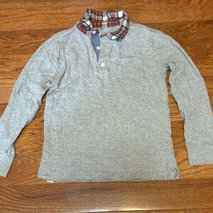 Crewcuts Gray Shirt with Plaid Collar